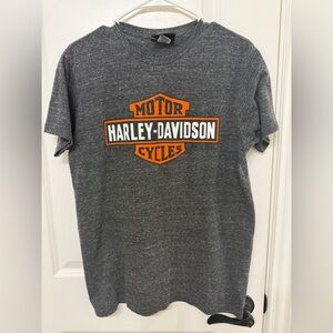 Harley-Davidson Charcoal Tee with Orange Logo- Milwaukee Museum